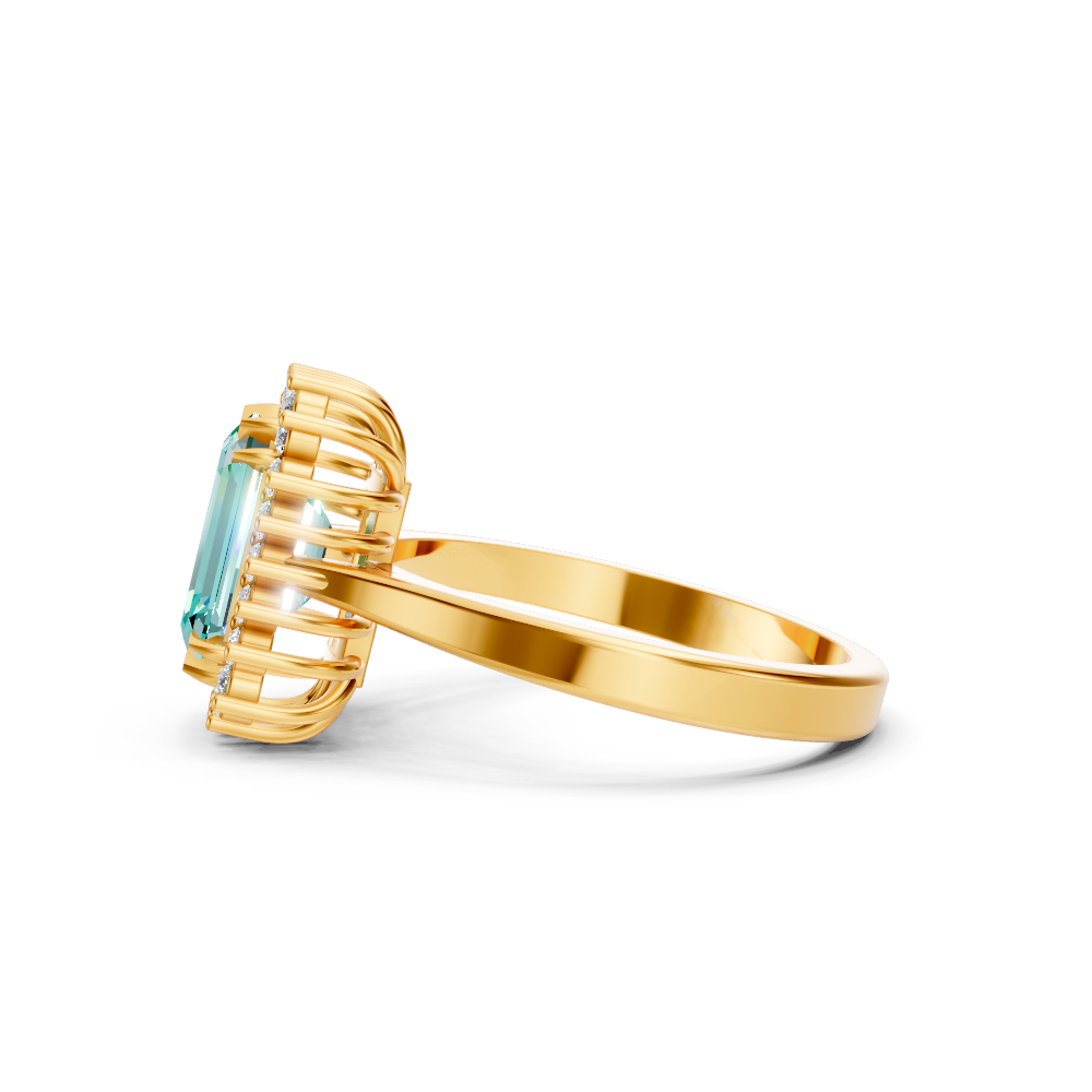 Paraiba Tourmaline Emerald Cut  Halo Ring