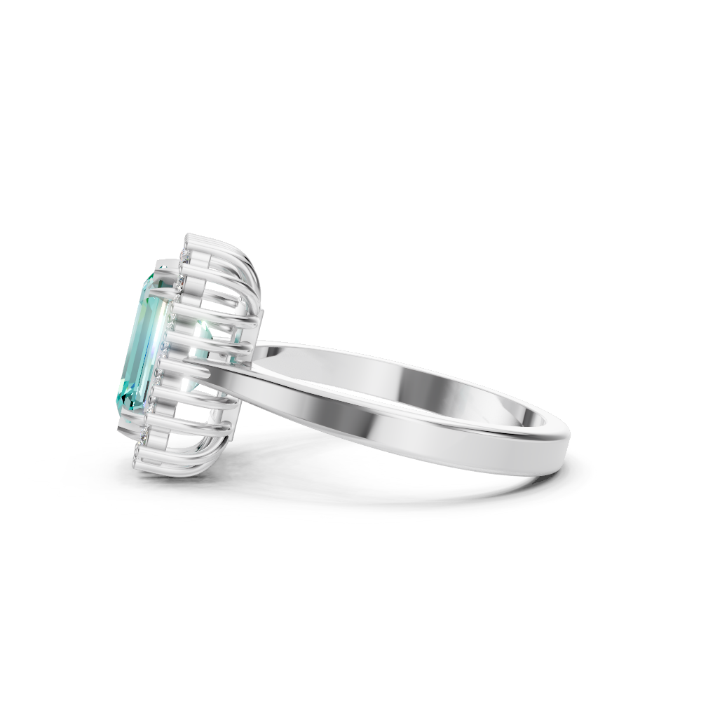 Paraiba Tourmaline Emerald Cut  Halo Ring