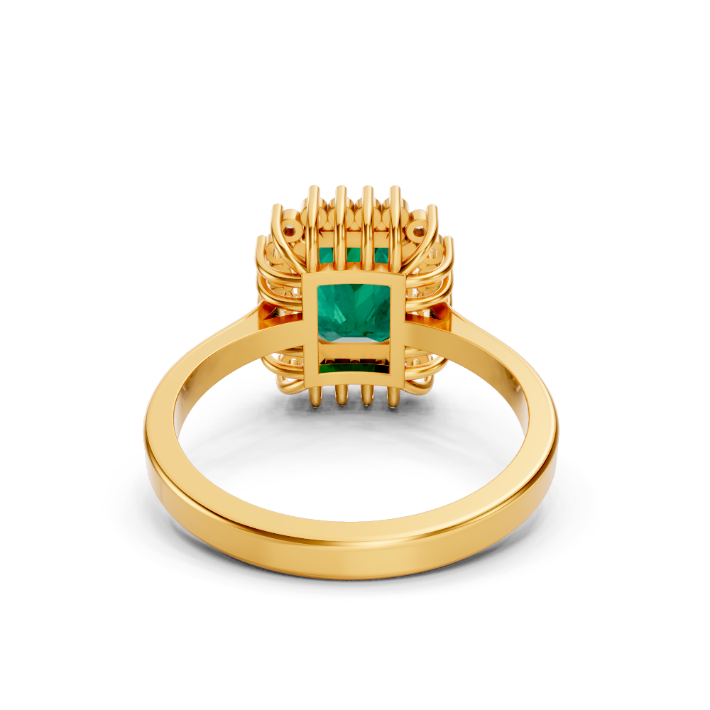 Colombian Emerald Cut Halo Ring