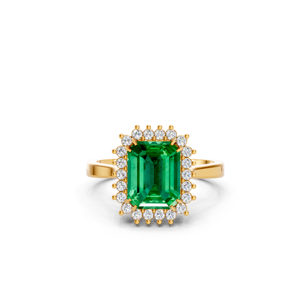 Colombian Emerald Cut Halo Ring