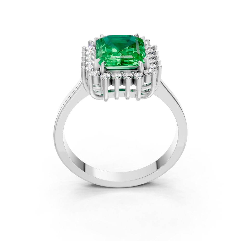 Colombian Emerald Cut Halo Ring