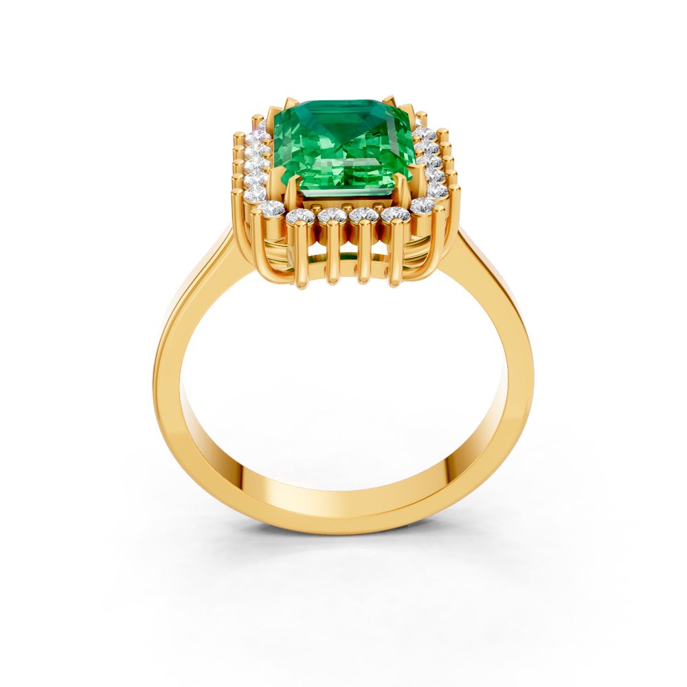 Colombian Emerald Cut Halo Ring