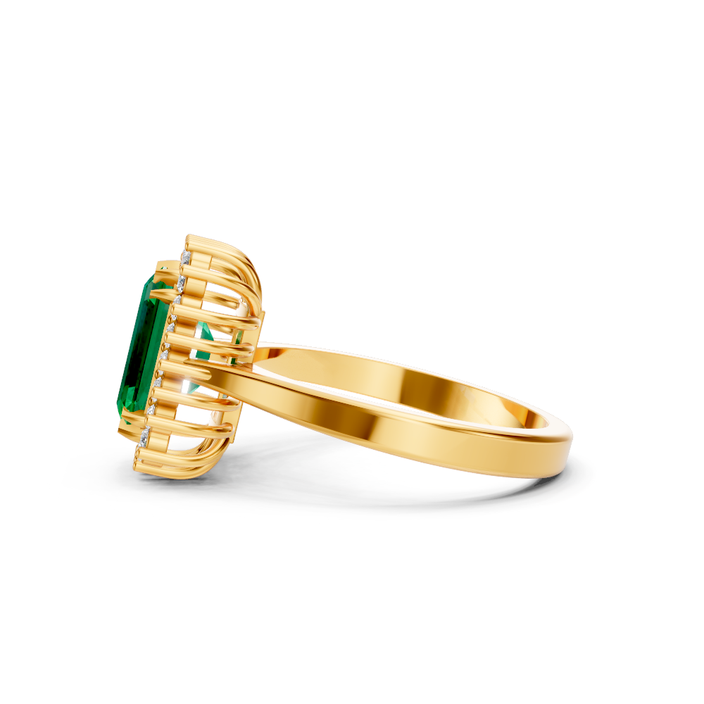 Colombian Emerald Cut Halo Ring