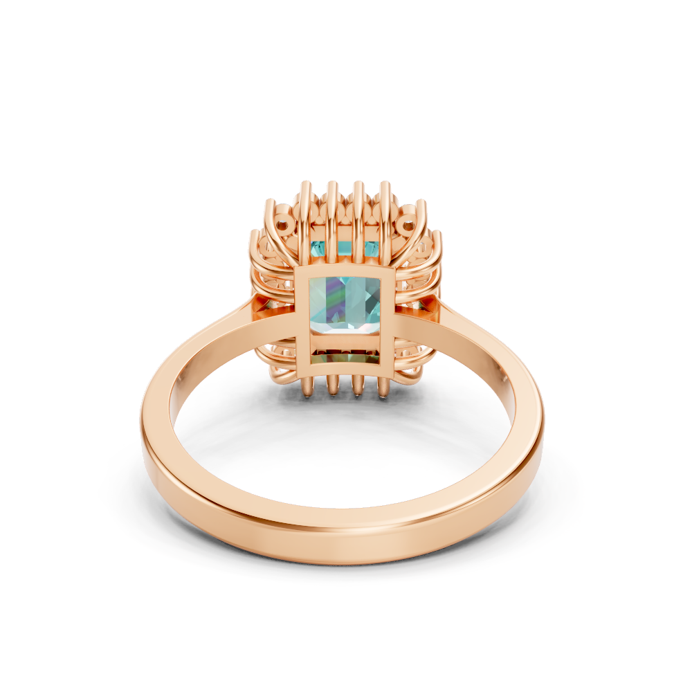 Paraiba Tourmaline Emerald Cut  Halo Ring