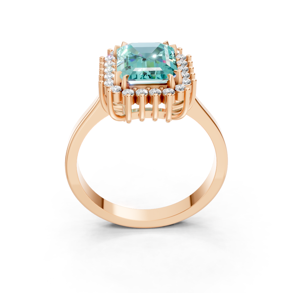 Paraiba Tourmaline Emerald Cut  Halo Ring