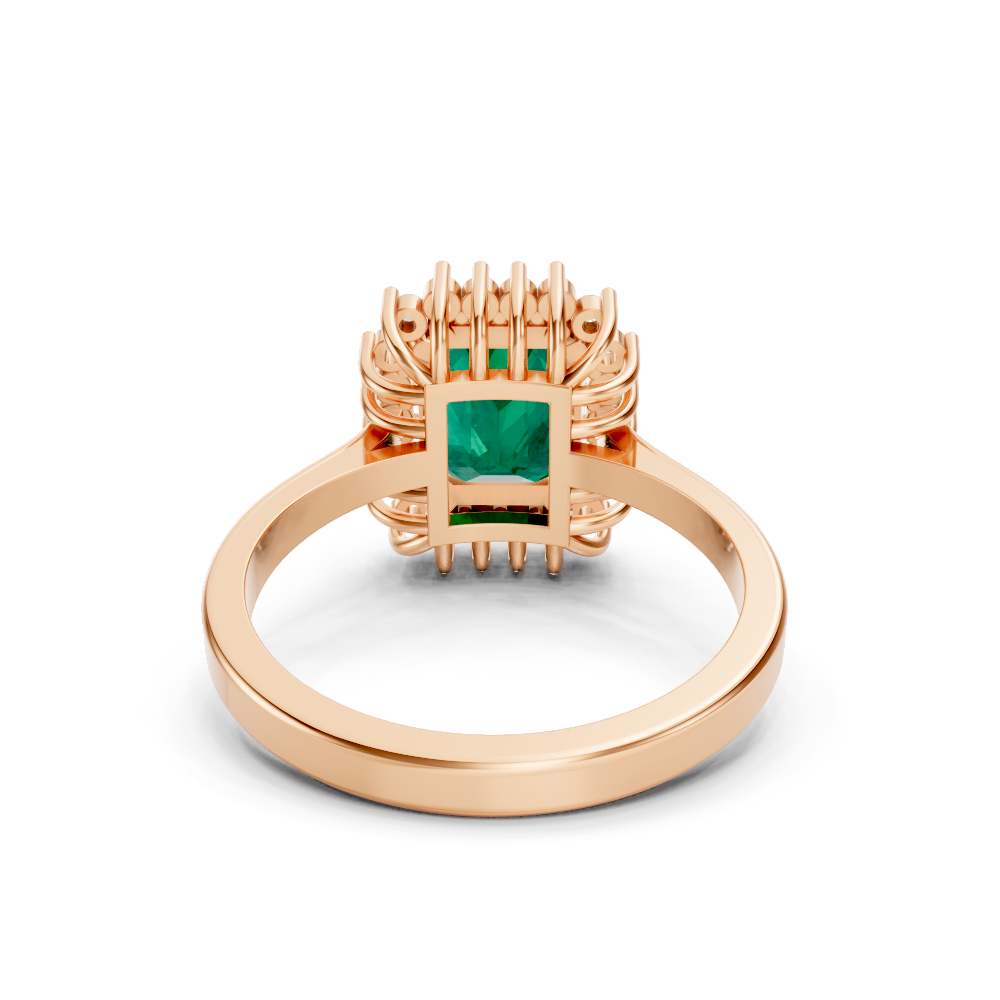 Colombian Emerald Cut Halo Ring