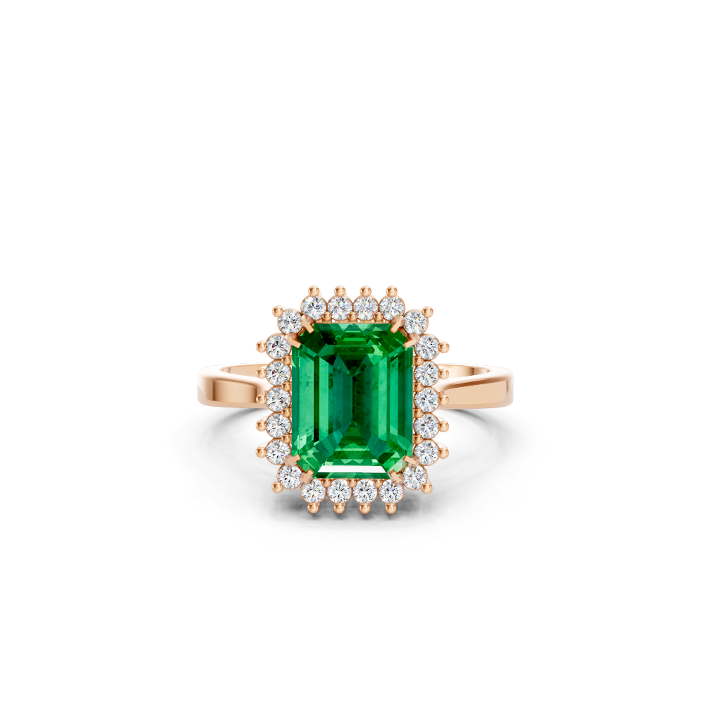 Colombian Emerald Cut Halo Ring