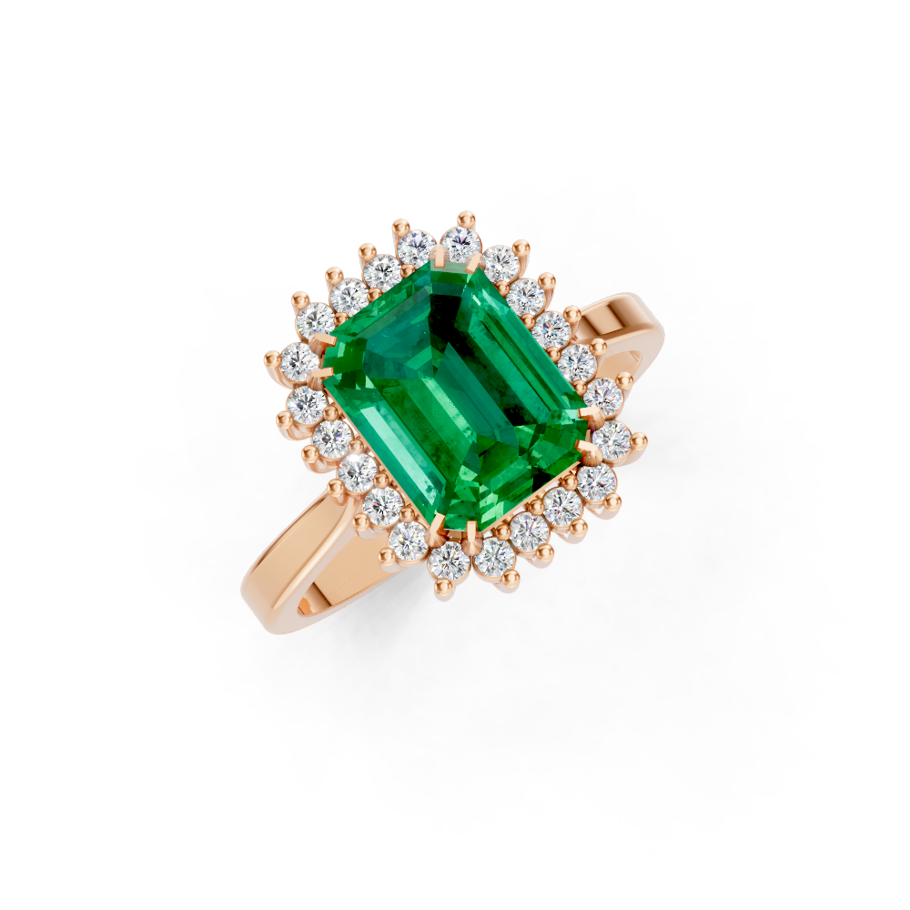 Colombian Emerald Cut Halo Ring