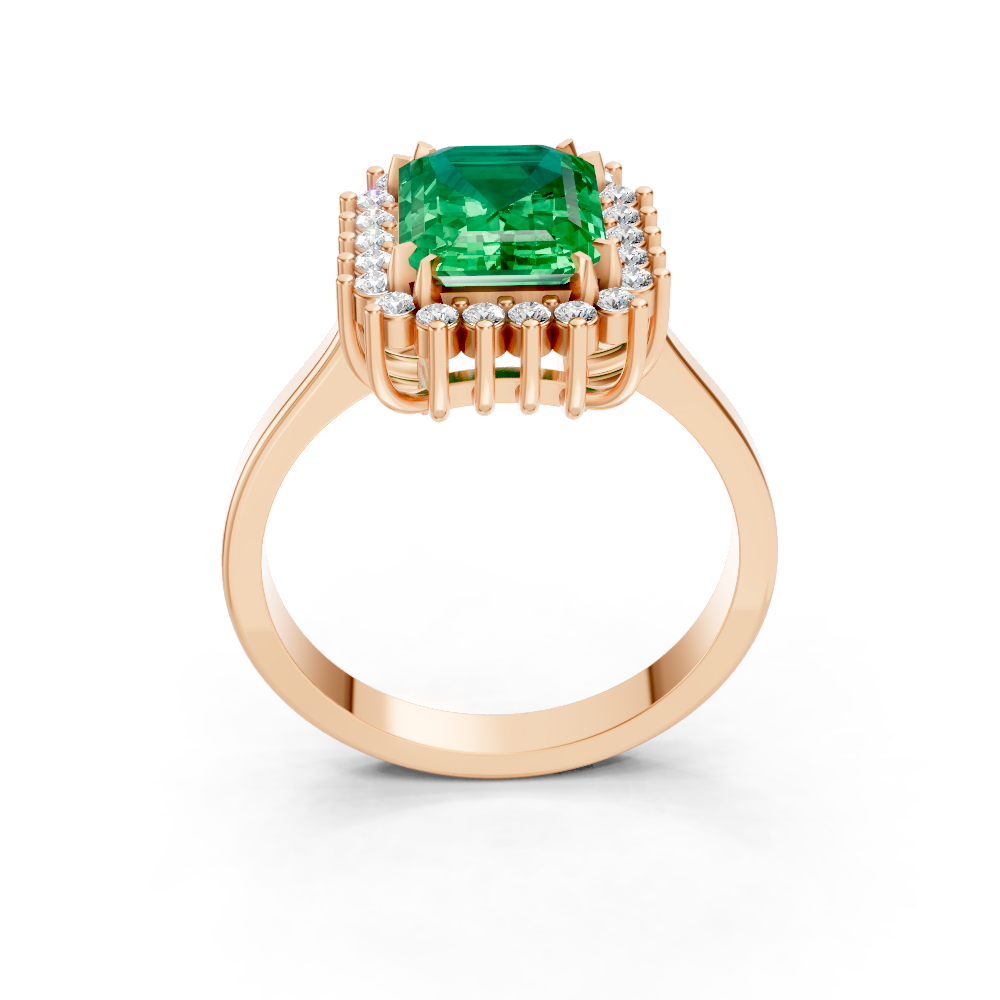 Colombian Emerald Cut Halo Ring