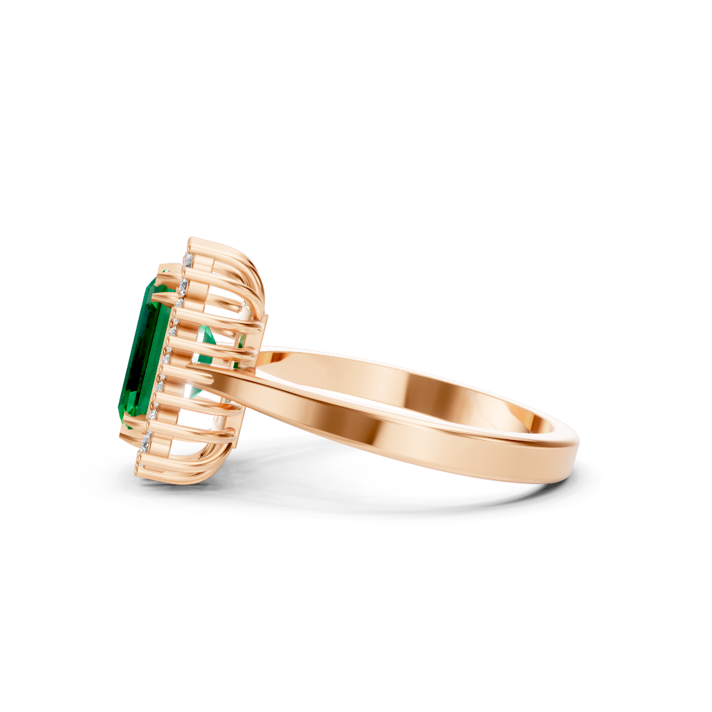 Colombian Emerald Cut Halo Ring
