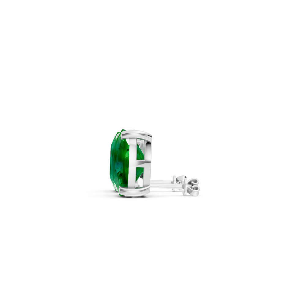 Colombian Emerald Cushion Stud Earrings
