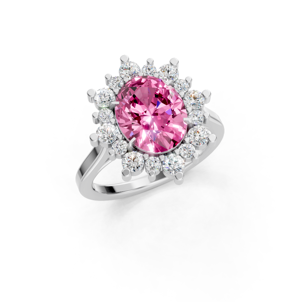 Pink Sapphire Halo Ring