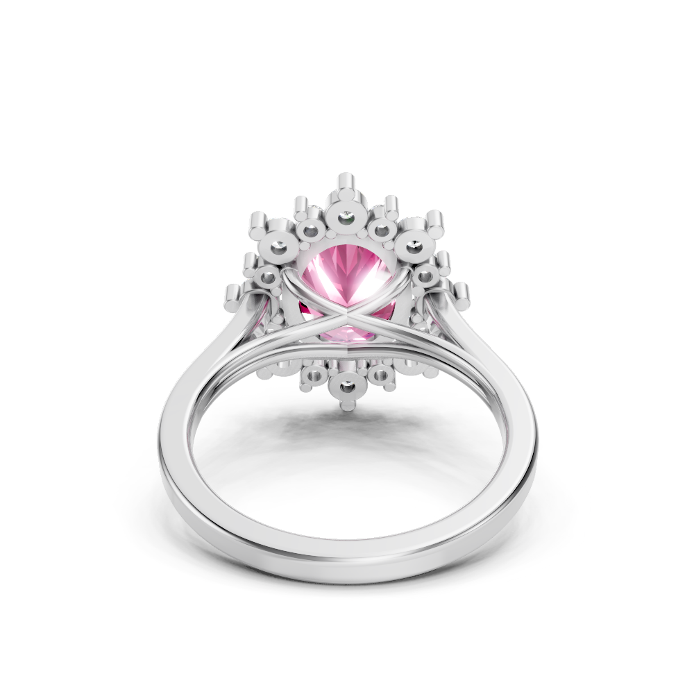 Pink Sapphire Halo Ring