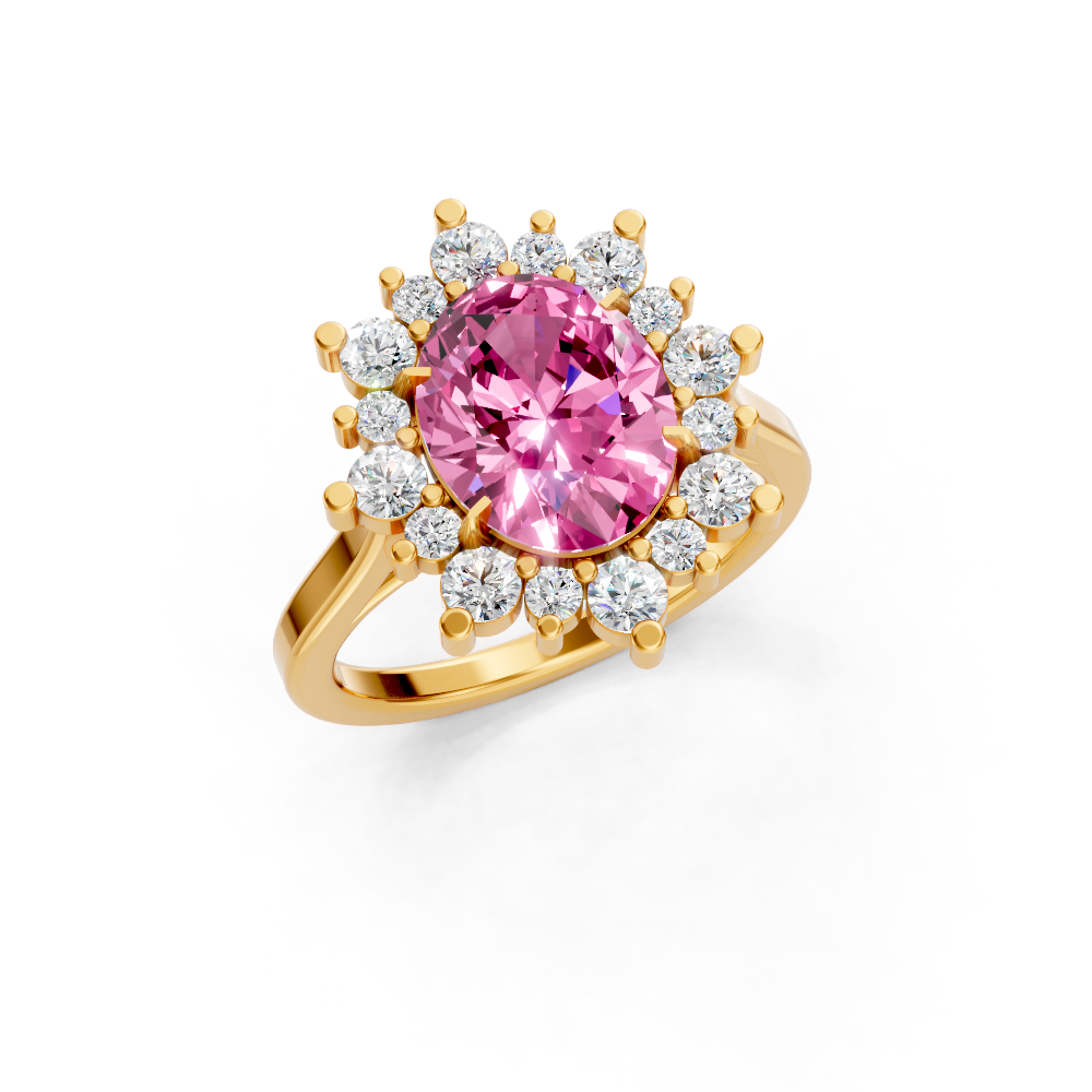 Pink Sapphire Halo Ring