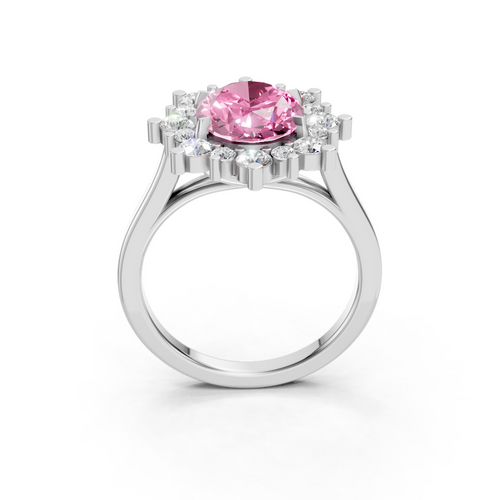 Pink Sapphire Halo Ring