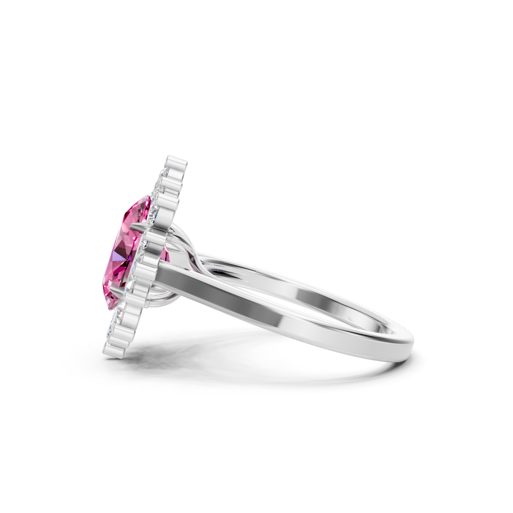 Pink Sapphire Halo Ring
