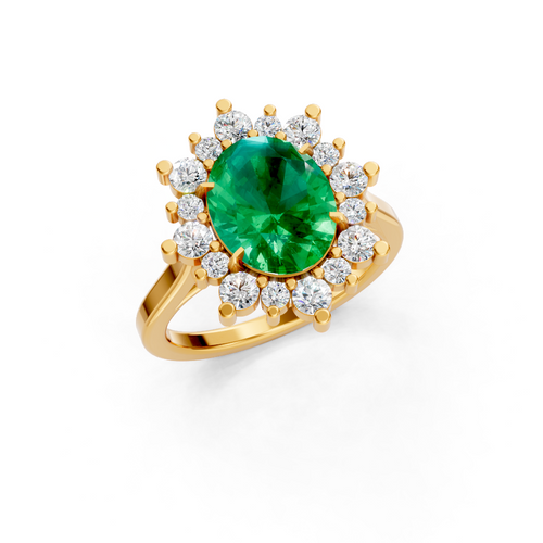 Colombian Emerald Halo Ring