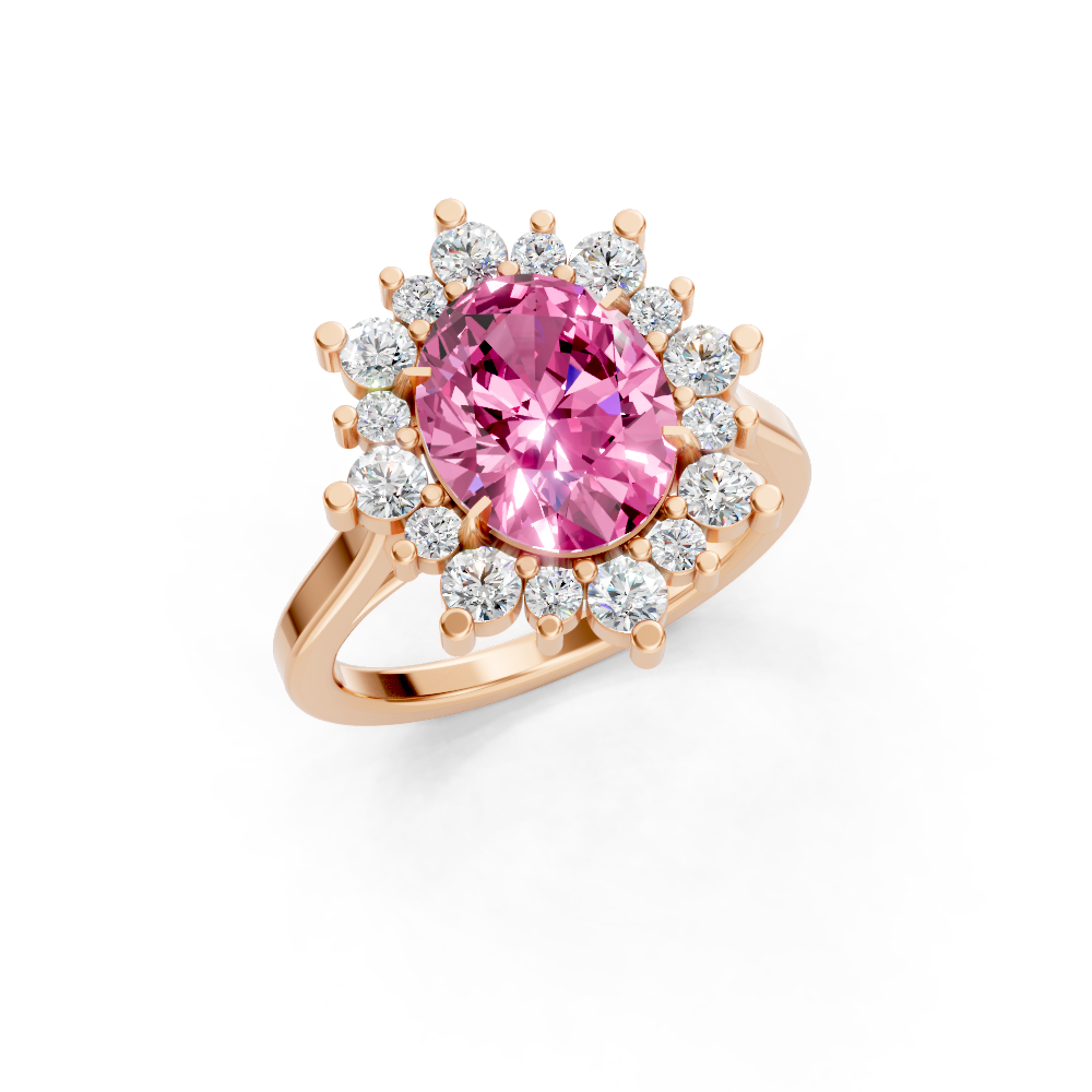 Pink Sapphire Halo Ring