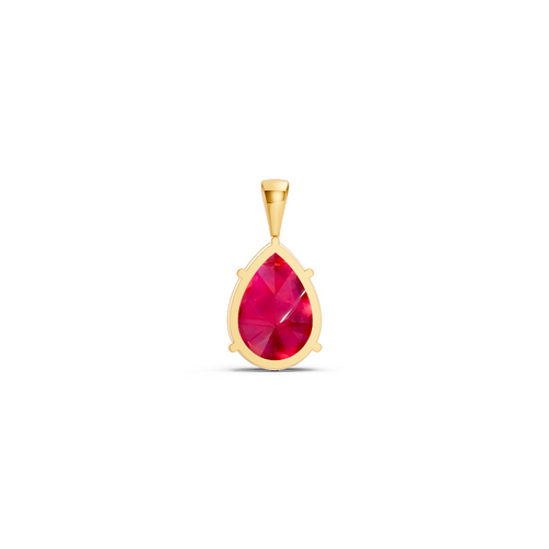 Ruby Pear Solitaire Pendant