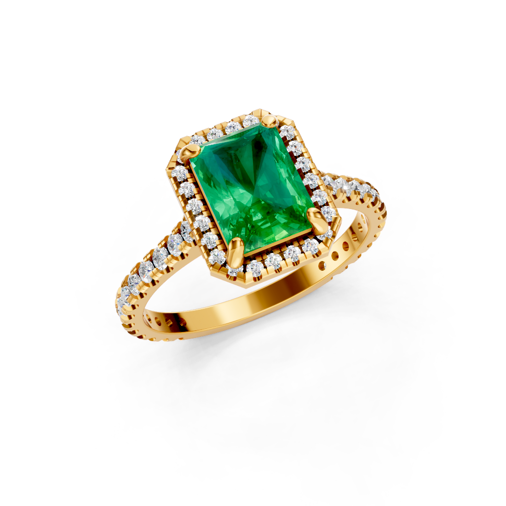 Colombian Emerald Cut Halo Ring