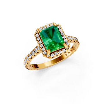 Colombian Emerald Cut Halo Ring