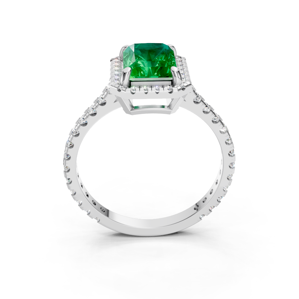 Colombian Emerald Cut Halo Ring