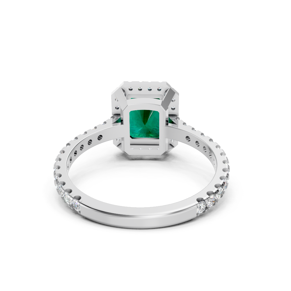 Colombian Emerald Cut Halo Ring