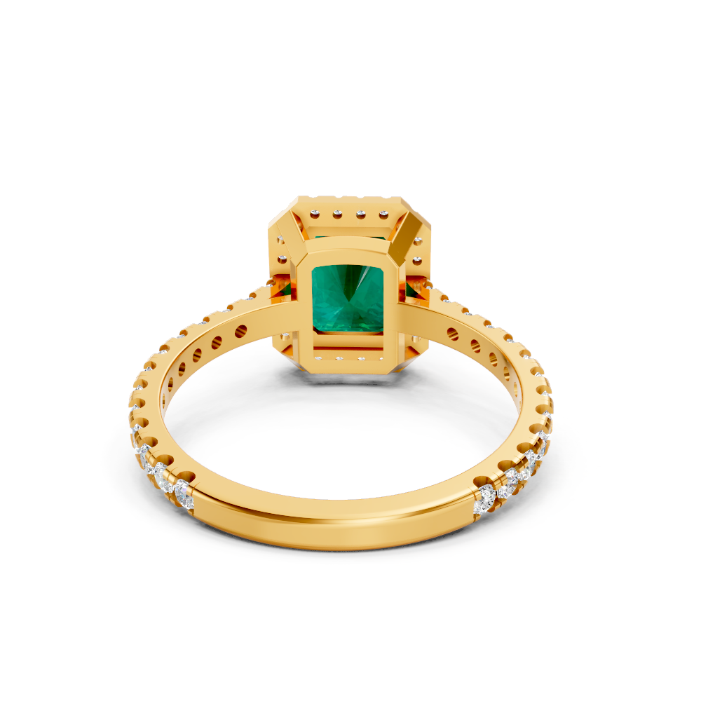 Colombian Emerald Cut Halo Ring