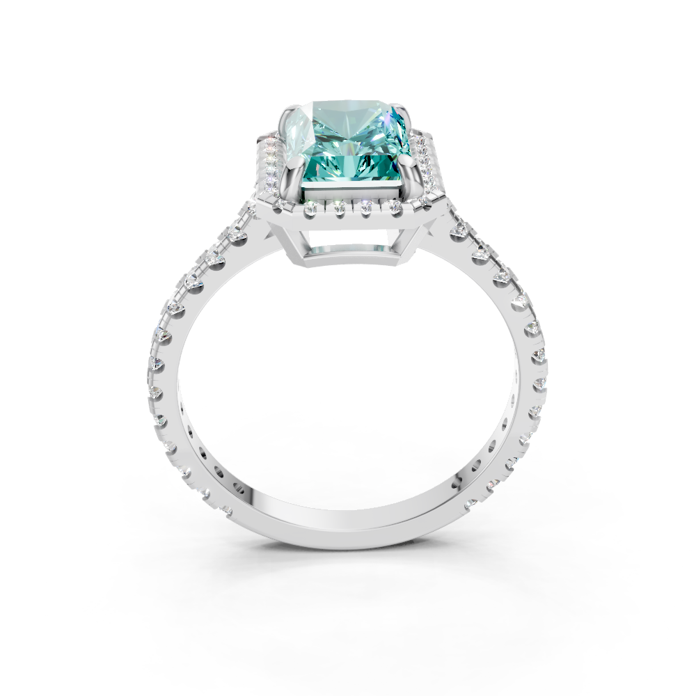 Paraiba Tourmaline Emerald Cut Halo Ring