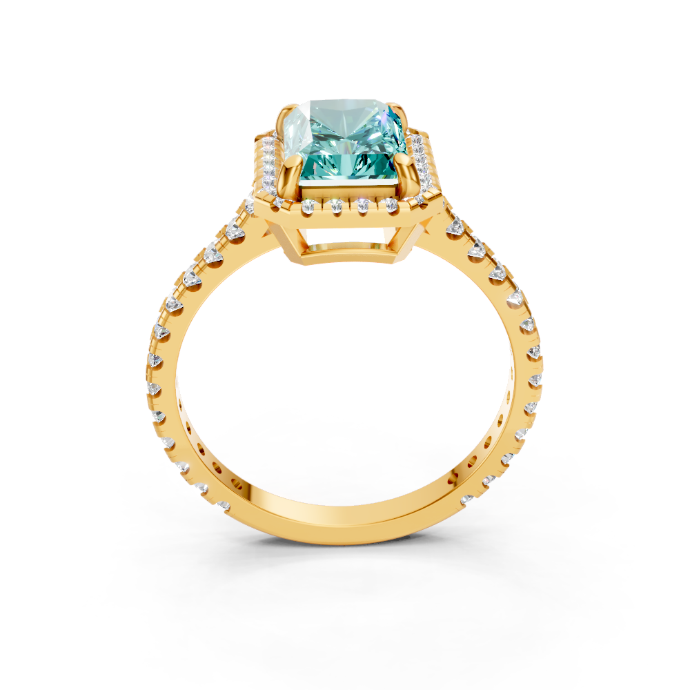Paraiba Tourmaline Emerald Cut Halo Ring
