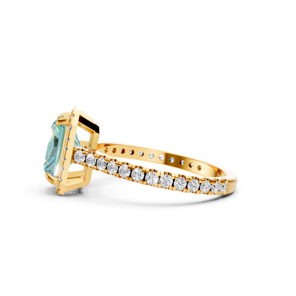 Paraiba Tourmaline Emerald Cut Halo Ring