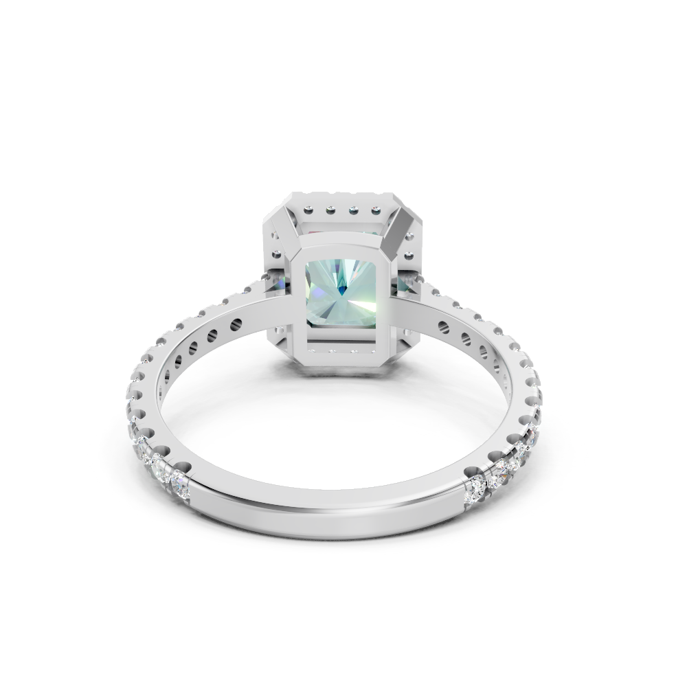 Paraiba Tourmaline Emerald Cut Halo Ring