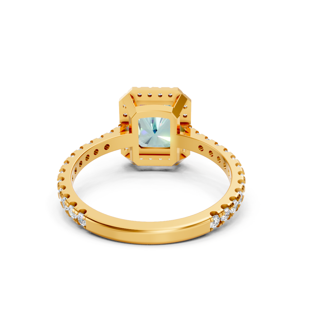 Paraiba Tourmaline Emerald Cut Halo Ring