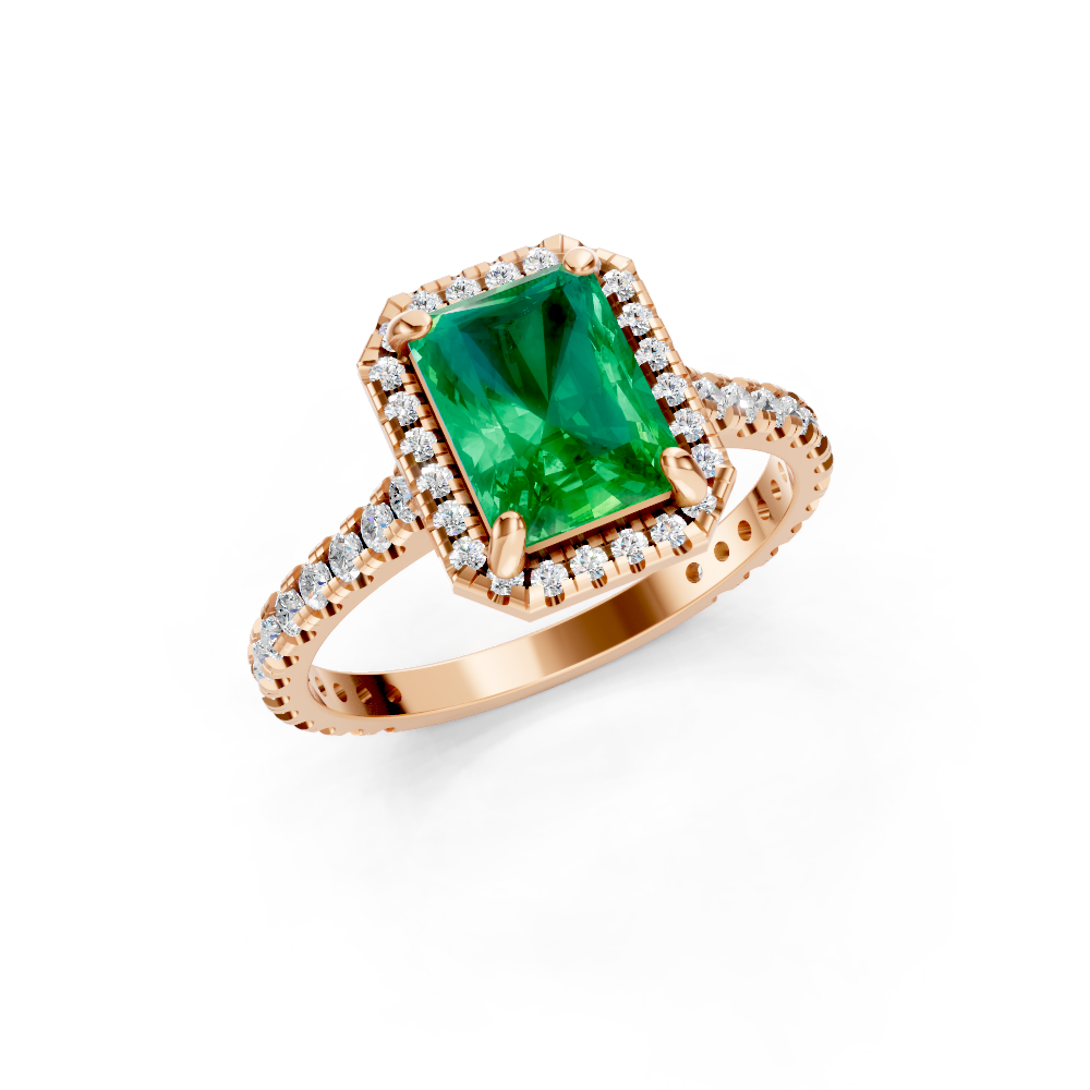 Colombian Emerald Cut Halo Ring