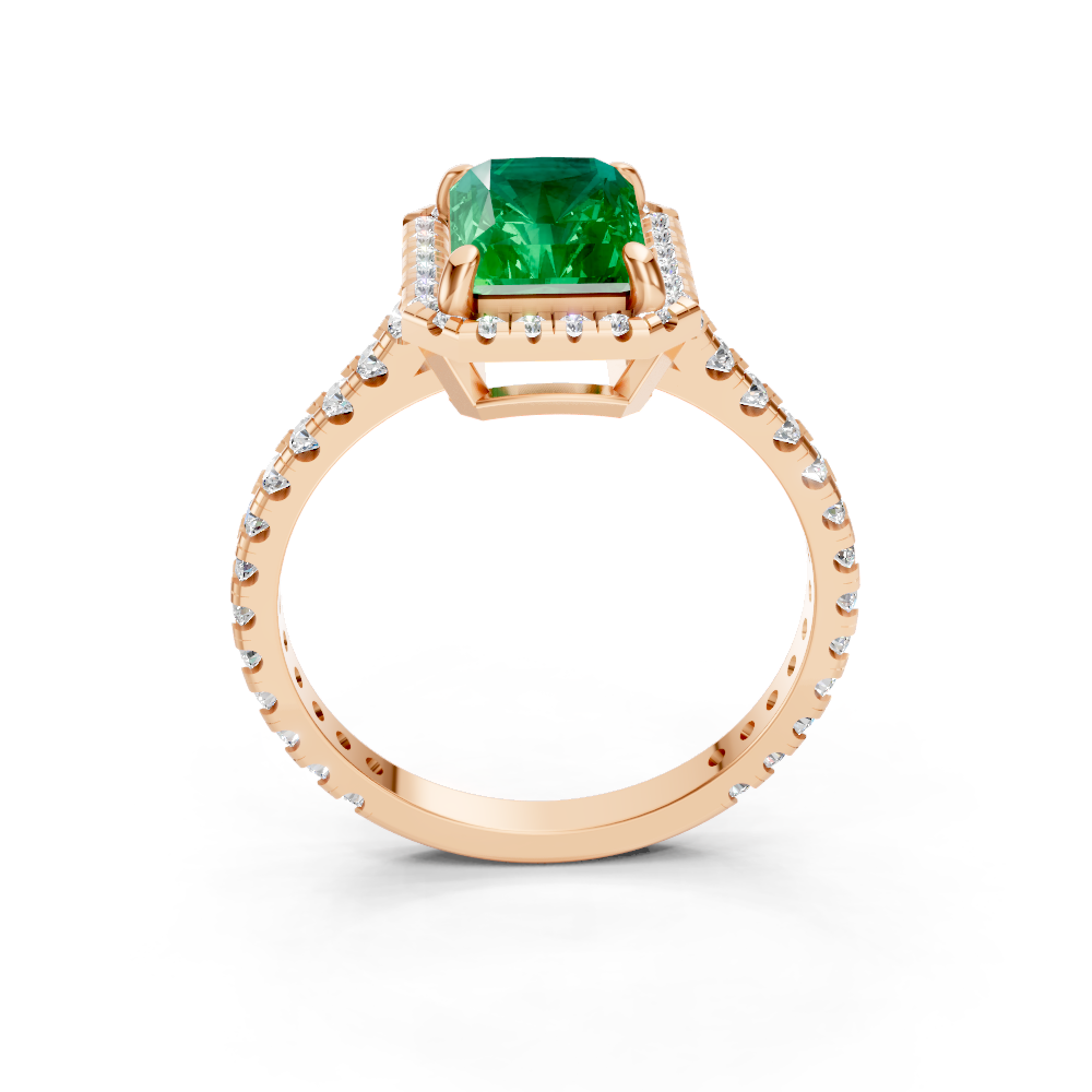 Colombian Emerald Cut Halo Ring