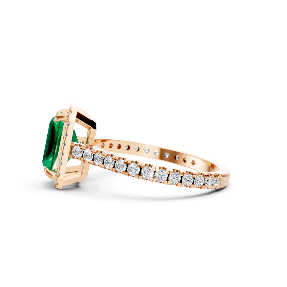 Colombian Emerald Cut Halo Ring