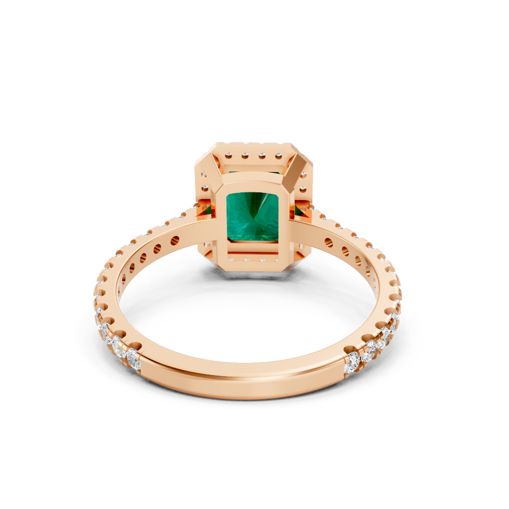 Colombian Emerald Cut Halo Ring