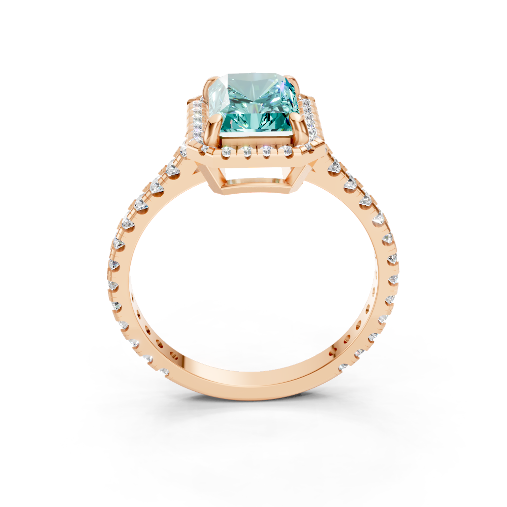 Paraiba Tourmaline Emerald Cut Halo Ring