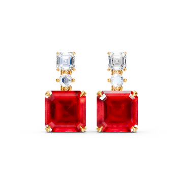 Ruby & Diamond Three-Stone Drop Earrings