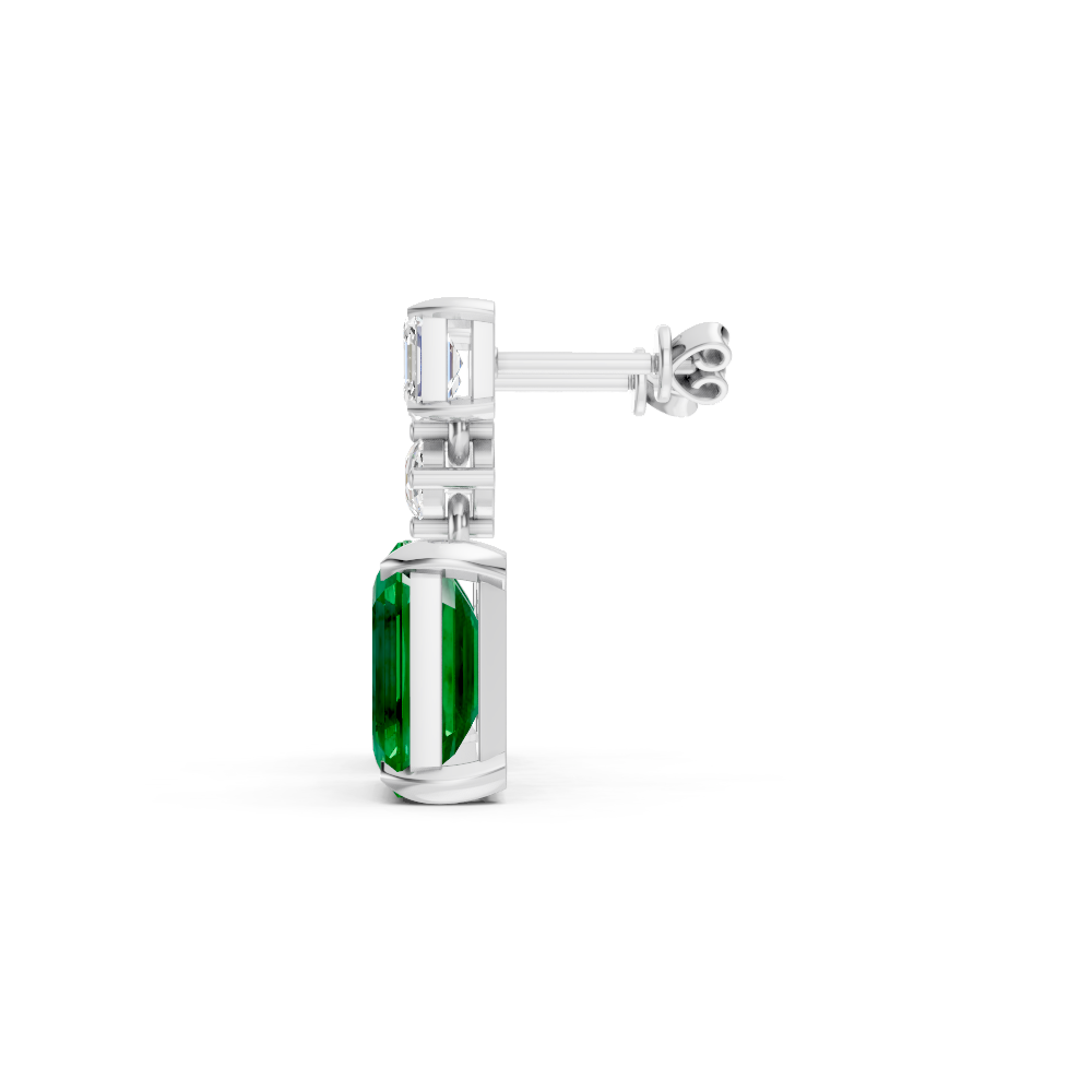 Colombian Emerald & Diamond Three-Stone Drop Earrings
