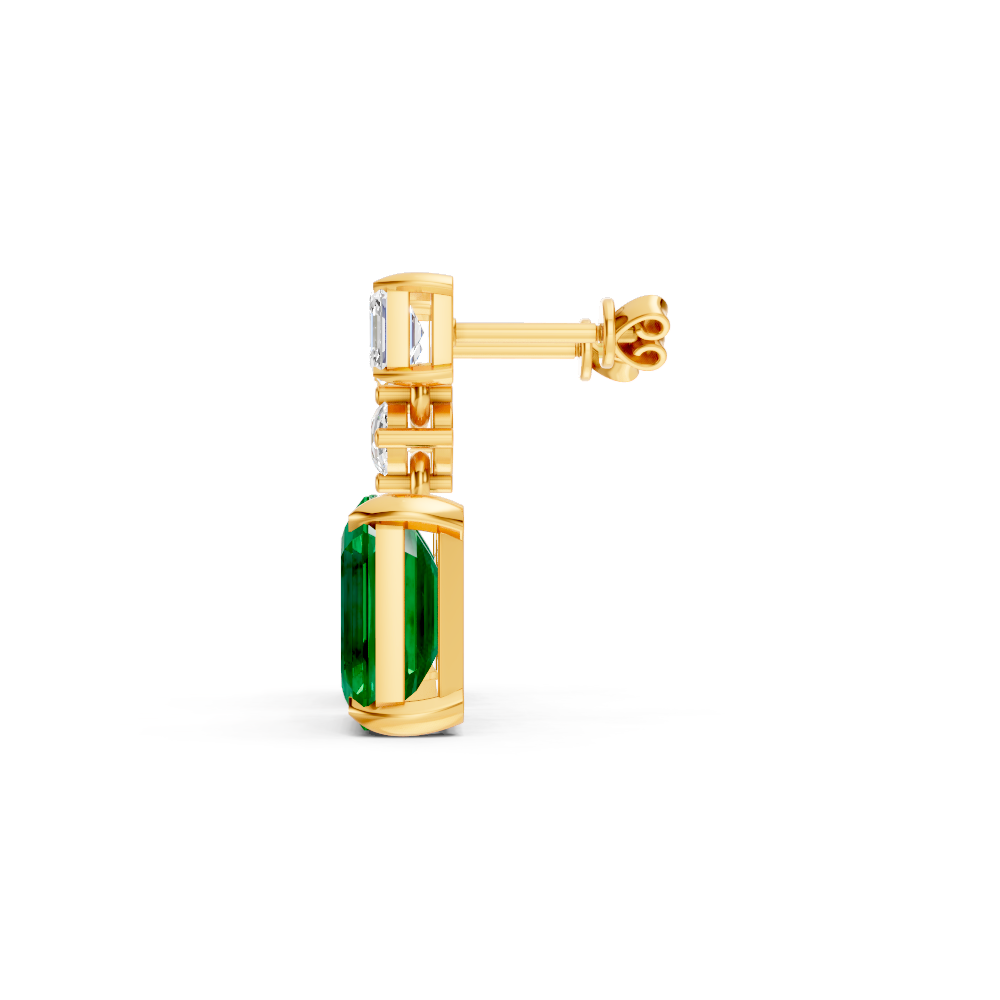 Colombian Emerald & Diamond Three-Stone Drop Earrings