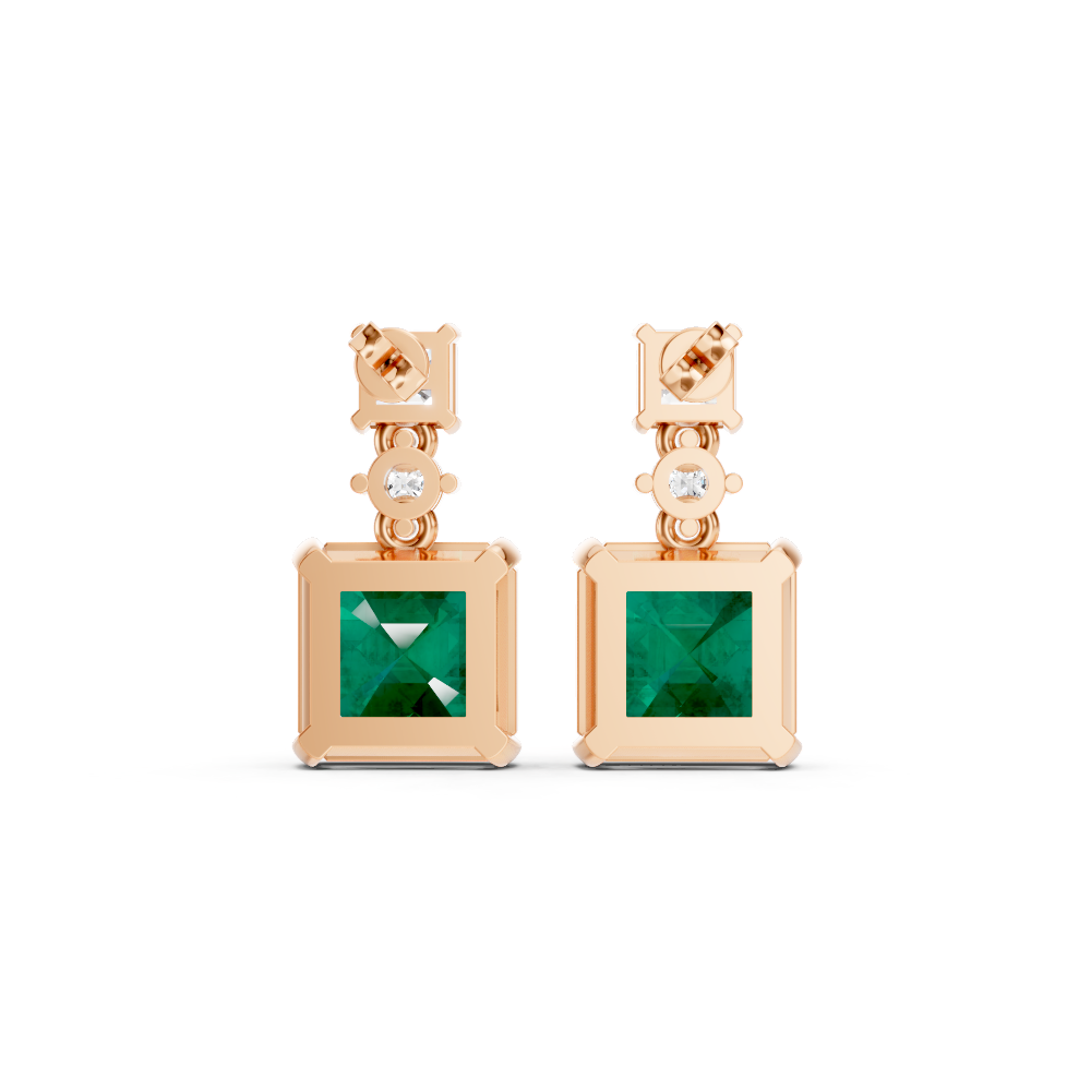 Colombian Emerald & Diamond Three-Stone Drop Earrings