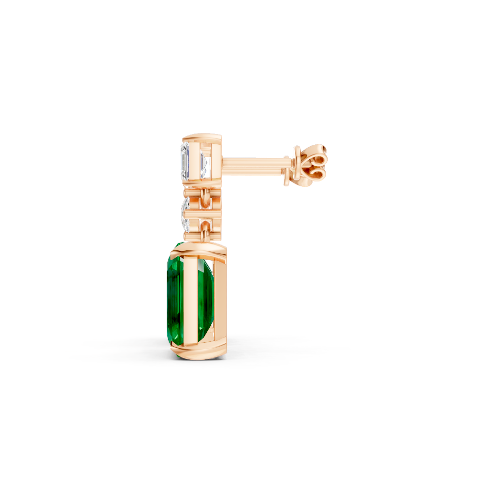 Colombian Emerald & Diamond Three-Stone Drop Earrings