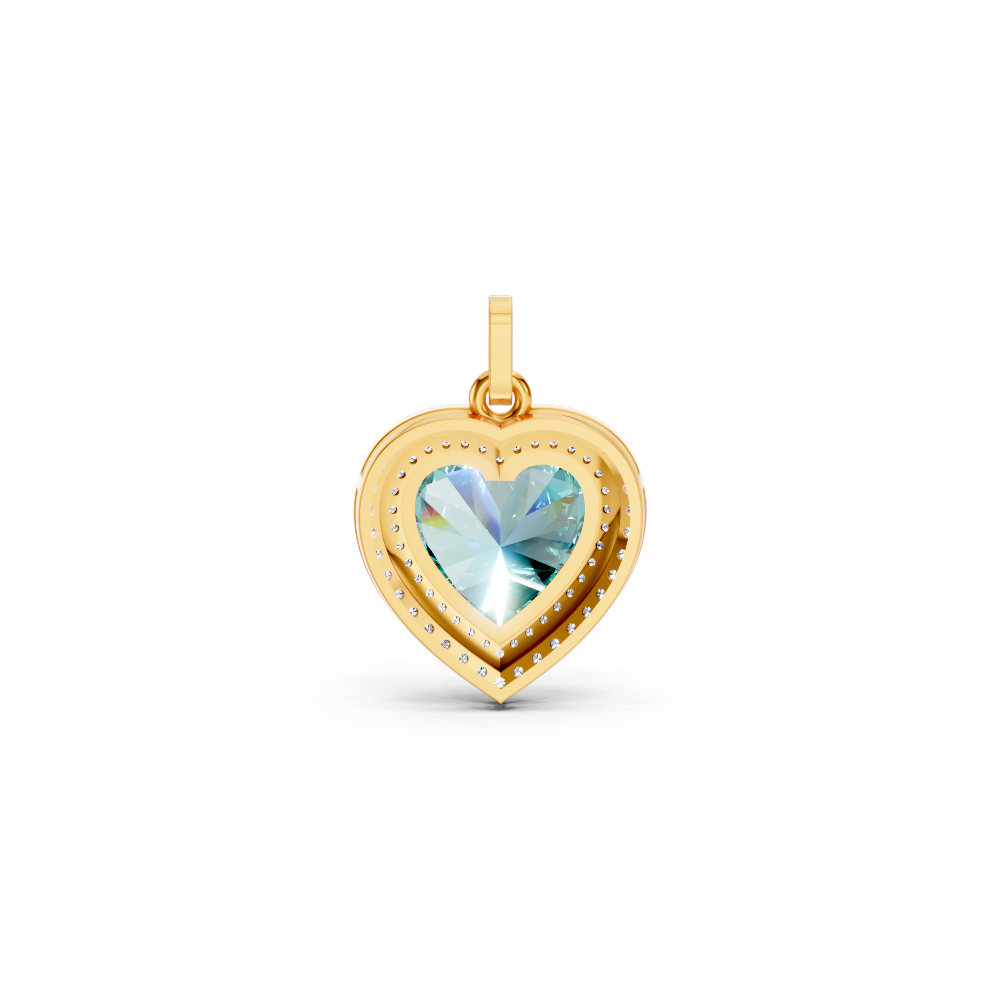 Paraiba Tourmaline Heart Double Halo Pendant