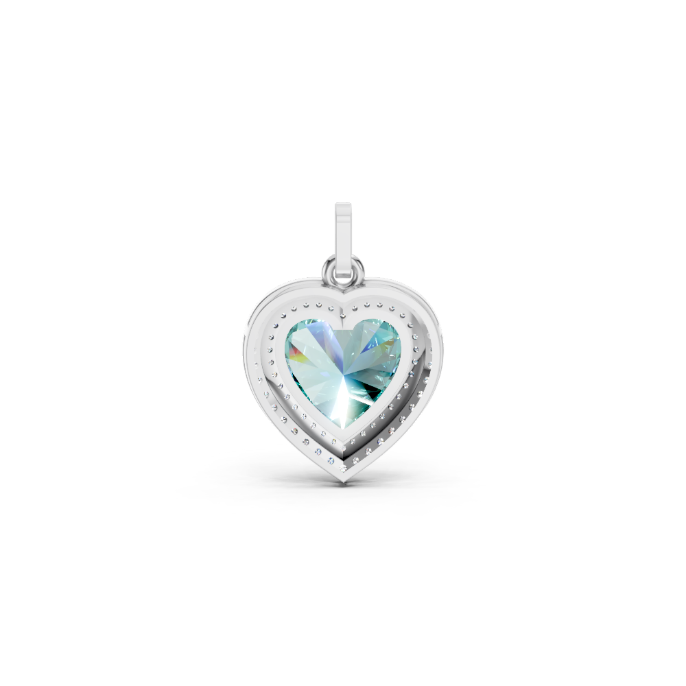 Paraiba Tourmaline Heart Double Halo Pendant