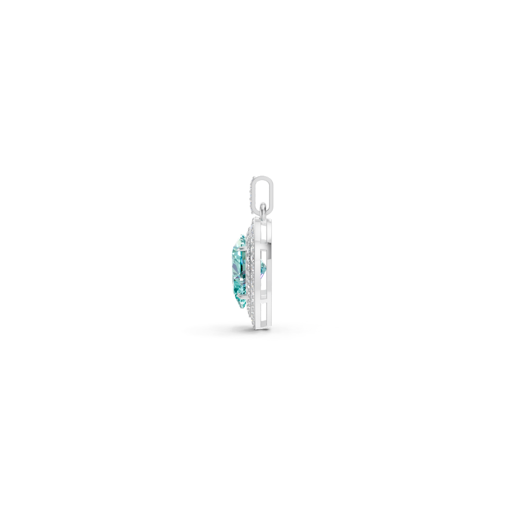 Paraiba Tourmaline Heart Double Halo Pendant