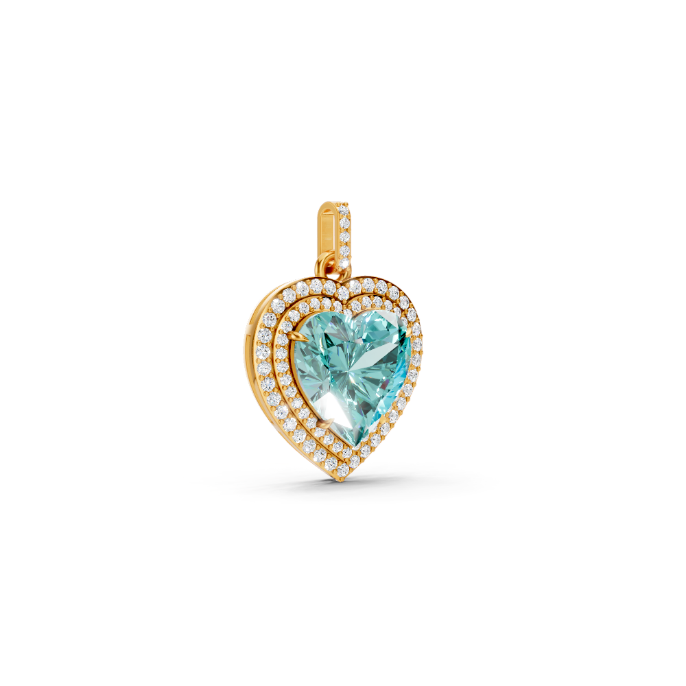 Paraiba Tourmaline Heart Double Halo Pendant