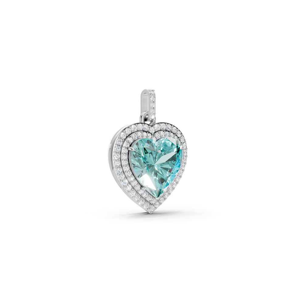 Paraiba Tourmaline Heart Double Halo Pendant
