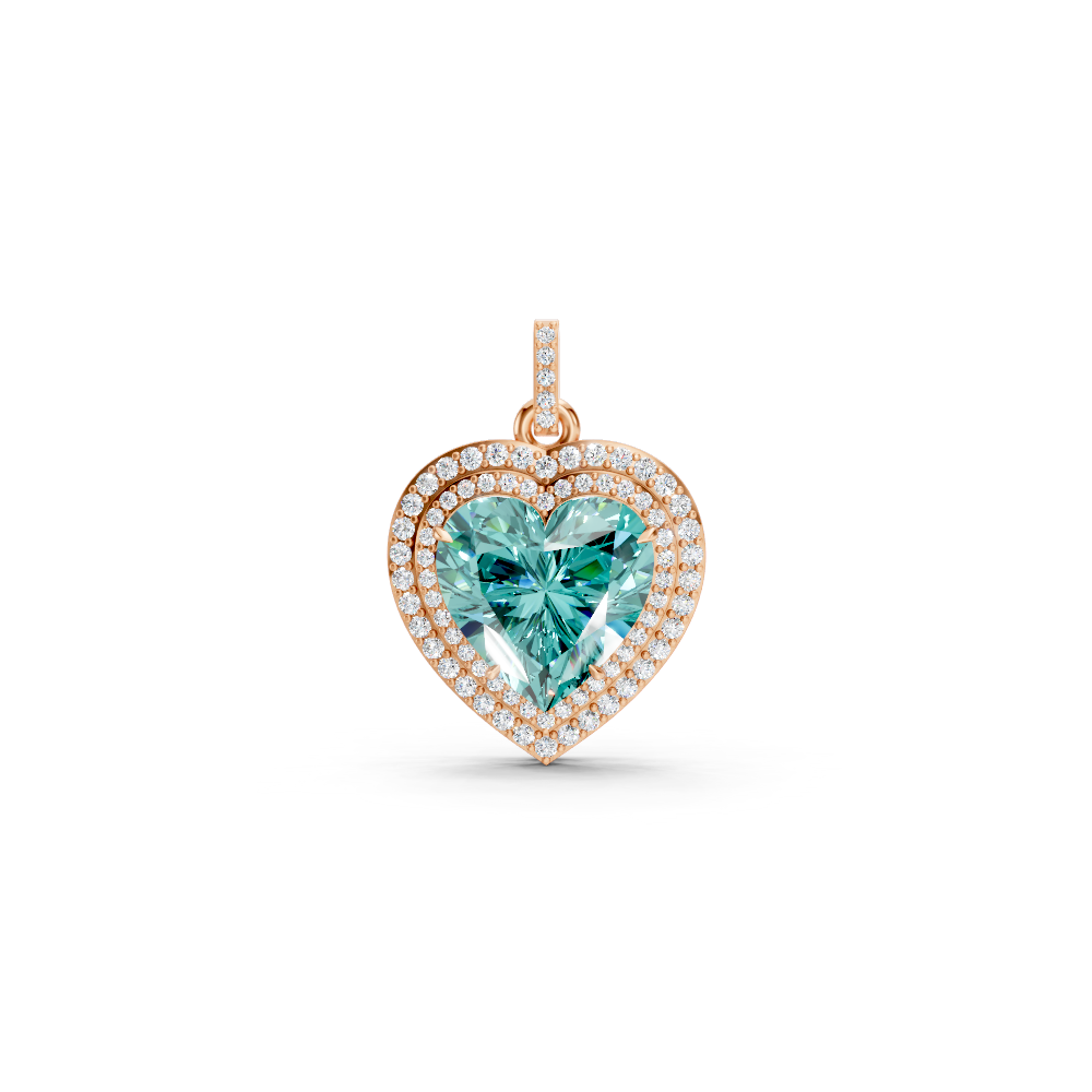 Paraiba Tourmaline Heart Double Halo Pendant