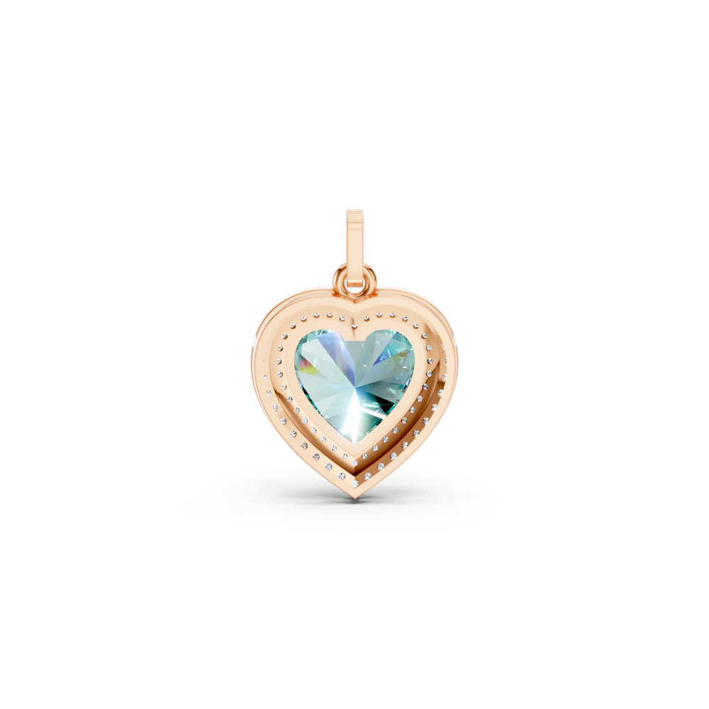 Paraiba Tourmaline Heart Double Halo Pendant